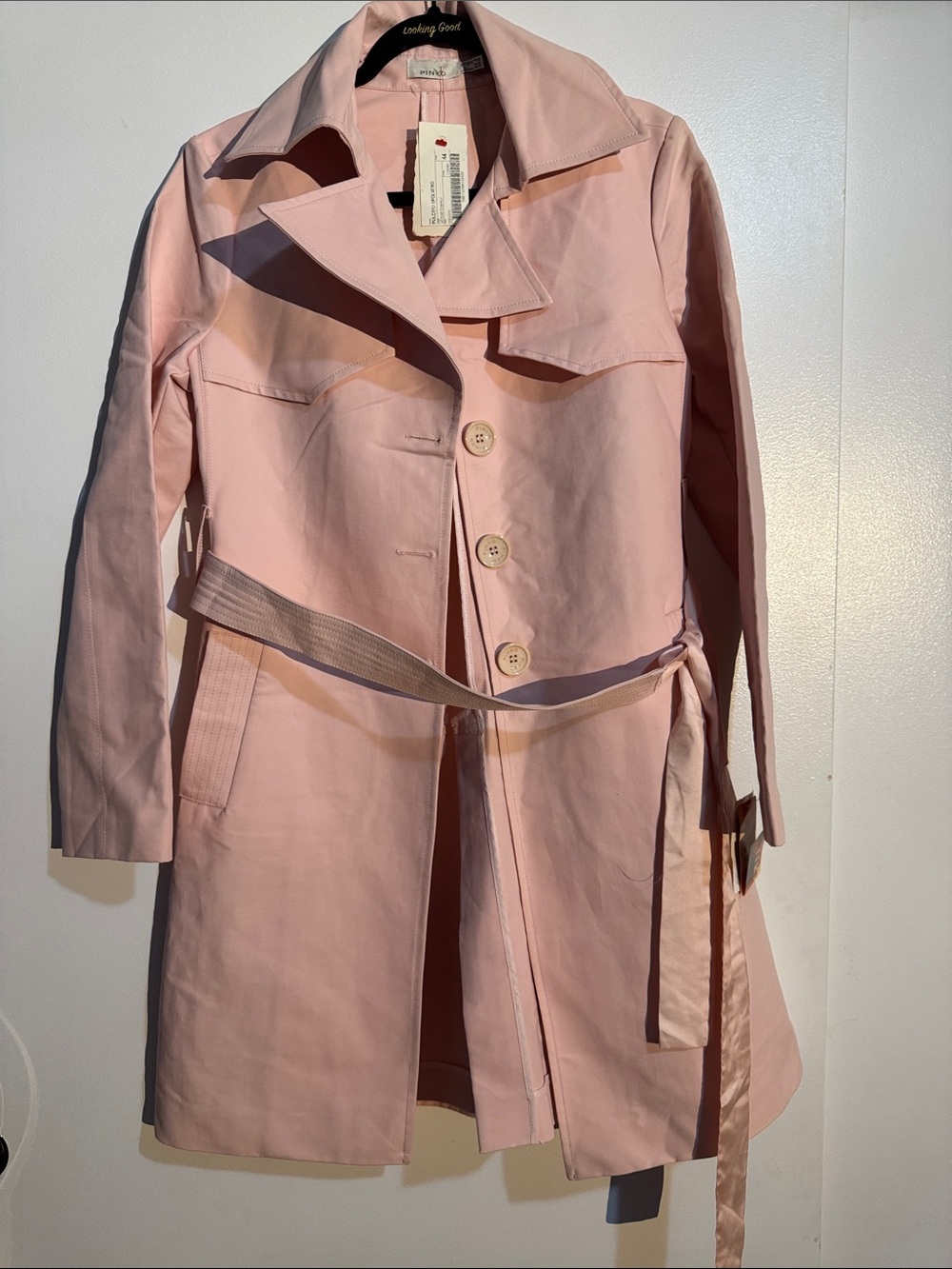 Pinko Pulcino Spovero Pale Pink Trench Coat